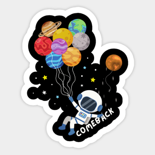 Astronaut Balloons Planets Sticker